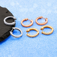 Tendance personnalisée Date De Mode En Acier Inoxydable Charme Rond Zircon Boucle D'oreille Classique 18K Or Planté Hoop Boucle D'oreille