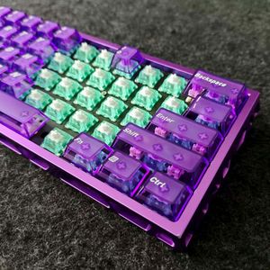 คีย์แคปสีม่วงโปร่งแสงแบบ OEM พิมพ์ลาย UV 118 ปุ่ม DIY คีย์บอร์ดแบบแม่เหล็กสำหรับ PC อุปกรณ์เสริมคีย์บอร์ด - Product Image 3