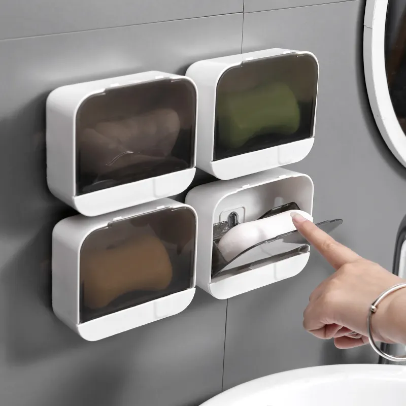Yüksek kaliteli tek katmanlı itme-tipi depolama tepsisi duvara monte banyo duş için sabunluk tutucu