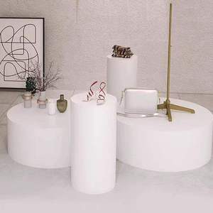 Table d'exposition carrée en MDF personnalisable de luxe pour magasin de vêtements, armoire en bois pour chaussures et sacs, mobilier <span class=keywords><strong>commercial</strong></span> - Product Image 5
