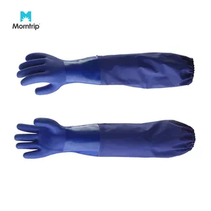 Long Sleeve flocklined waterproof anti slip heavy duty oil resistant chemical pvc safety work gloves for men