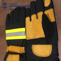 Gants de pompier EN659 Nomex avec paume en cuir, imperméables et résistants à la chaleur, bandes réfléchissantes