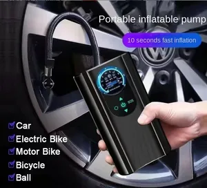 Bomba de ar elétrica multifuncional portátil para bicicleta, bateria com cabo de 12V, bomba de compressor de ar para pneus de carro