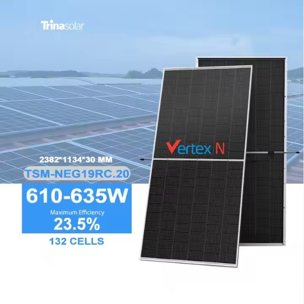 Trina Solar Panels TSM-NEG19RC.20 Vertex N Series Bifacial Dual Glass Monocrystalline PV Module 610W 615W 620W 635W Capacity
