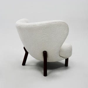 Fauteuil en laine d'agneau style loisirs simples avec repose-pieds, fauteuil simple style crème mignon, canapé paresseux pour salon et chambre - Product Image 3