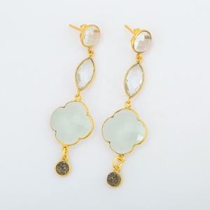 Top Fashionable Gold Plated Multi-Stone Long Drop Earrings High Quality <b>Silver</b> Jewelry for Women - Product Image 2