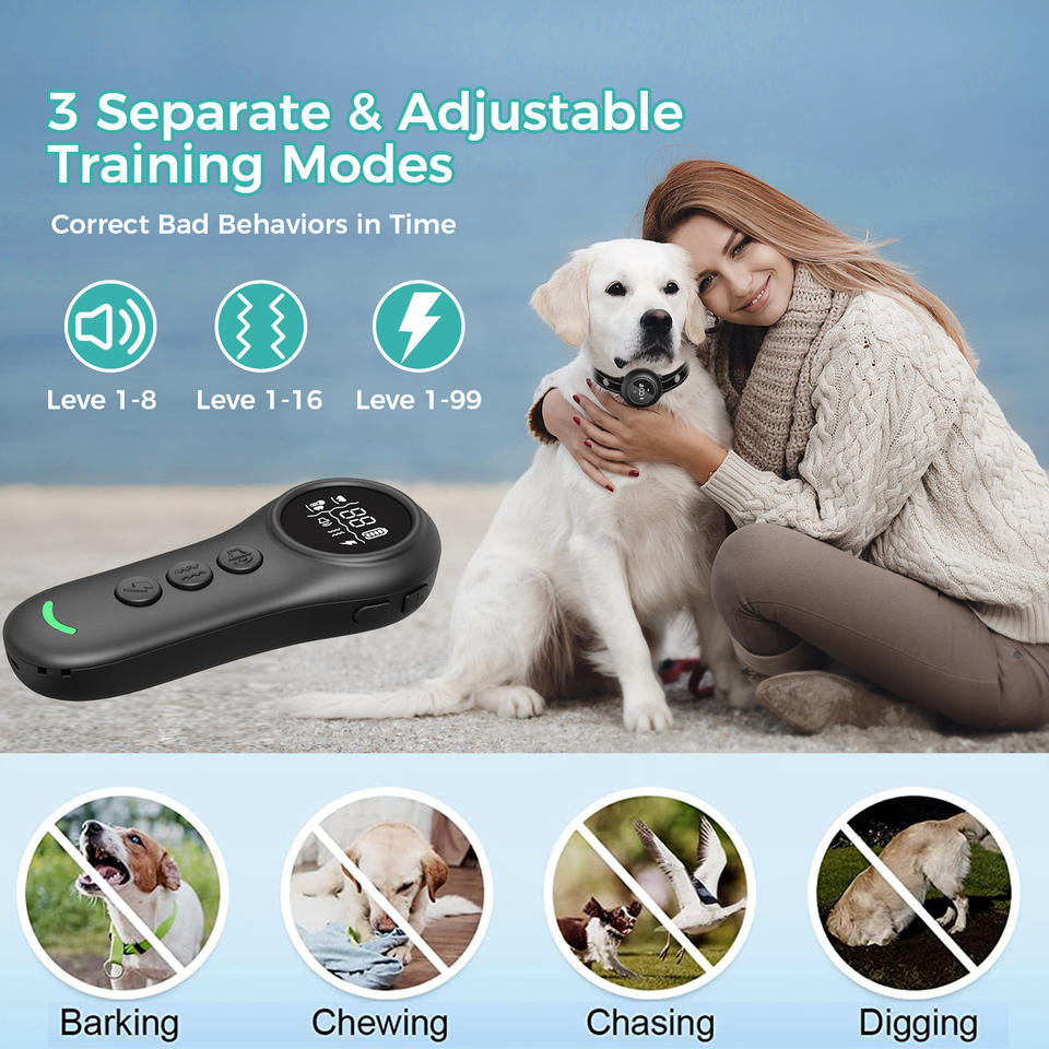 Aquina 3-in-1 Smart Pet Bark Stopper - Waterproof Long-Distance Remote Control Dog Training Device