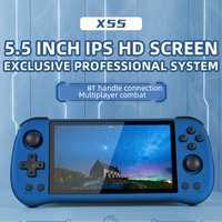Consola de Juegos Portátil POWKIDDY X55, Pantalla IPS de 5.5 Pulgadas y 1280x720, Procesador RK3566, Almacenamiento de 64GB/128GB/256GB, 10000 Juegos