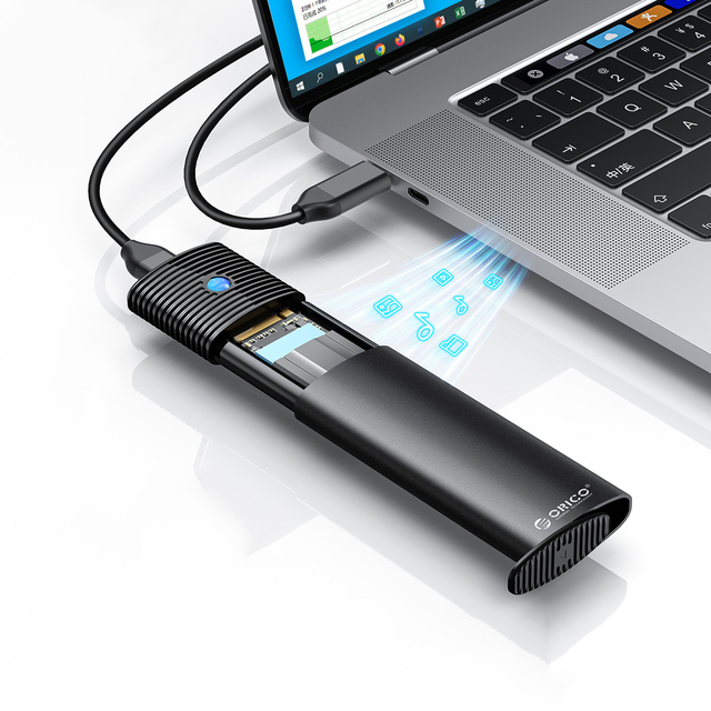 ORICO M.2 SSD Enclosure 10Gbps NVMe NGFF SATA PCIe Tool Free Metal Heat Sink Portable SSD Enclosure for Laptop Desktop