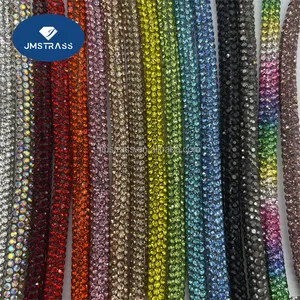 Fabricants de vente chaude de haute qualité 6 mm cristal strass coton corde Tube cordon strass robe bretelles