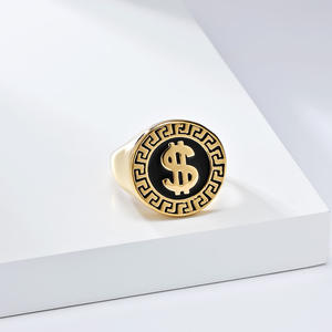 Anillos de Moda con Símbolo de Dólar, de Acero de Titanio, Unisex, Joyería de Regalo, Color Oro y Plata - Product Image 3
