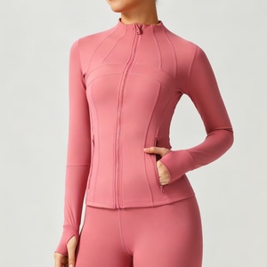 Veste de yoga Lulu pour <span class=keywords><strong>femme</strong></span>, extensible dans quatre directions, col ajusté, haut zippé, fitness, manches longues, anti-transpiration, logo uni sur le devant, Naked Sports - Product Image 2