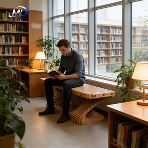 Banc en bois massif au design paramétrique pour centres commerciaux, parcs, hôtels, écoles, hôpitaux - Mobilier d'extérieur moderne - Product Image 4