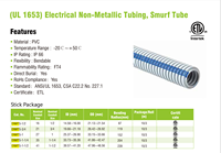 Tube PVC non métallique Shanghai Linsky (1653) pour la protection des câbles, certification ETL ENMTS-1/2