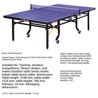 Table de tennis de table pliable DHS T-2024 pour entraînement professionnel en salle, 18 mm, approuvée CTTA, en MDF, avec 4 roues mobiles, pour club sportif