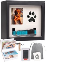 Hölzerne Haustier-Gedenkbox Urne für Hunde- und Katzenaschen mit Pfotenabdruck-Set, Halsbandfach, Fellbehälter, Andenkenbox für Haustierverlust