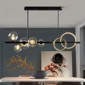 Neue nordische LED-Pendel leuchte Schwarz gold für Esstisch Küchen bar Moderne Kronleuchter Glaskugel Hängelampe