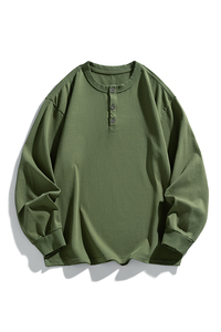 Camiseta unisex de manga larga con cuello Henley, estilo casual, holgada, básica, para uso diario, para hombre y mujer - Product Image 6