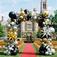 Kit de guirlande d'arche de ballons noirs, dorés et argentés de 137 pièces pour la décoration de fête d'anniversaire, du Nouvel An, de la remise de diplôme et de la fête de retraite