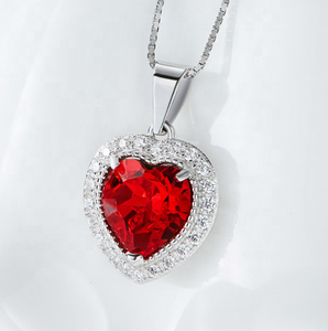 Kustom 925 Sterling Silver keluarga 12 batu permata batu kelahiran kristal Austria cinta hati liontin liontin kalung - Product Image 2
