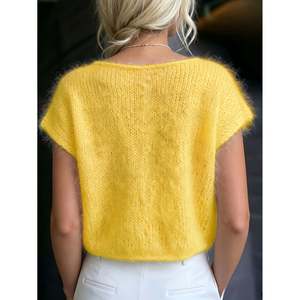 Pull en tricot sans manches à une épaule pour femme, couleur ivoire - Product Image 5