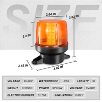 Feux de signalisation LED rouges CIGO, 30 mini-lampes stroboscopiques LED, étanches IP65, lentille en PC, avertissement d'urgence, sécurité pour camions