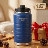 Bouteille d'eau isotherme en acier inoxydable grande capacité, modèle Big Belly, 1600ml, 2100ml, 2500ml avec corde
