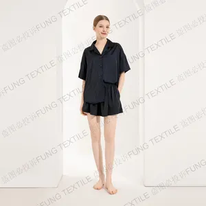 FUNG 6035 pajamas two pieces set women short sleepwear suppliers satin pjs silk garment shorts sleeve nightdress