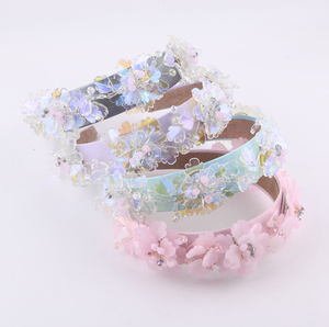 Nieuwe mode transparante kristallen bloem partikel hoofdband voor vrouwen <span class=keywords><strong>prom</strong></span> cadeau straat haaraccessoires hoofddeksels - Product Image 1