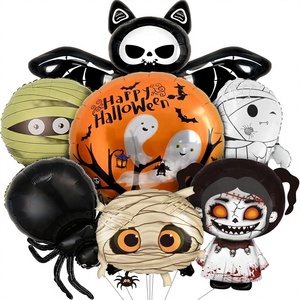 7 Globos de Halloween con Formas de Araña, Murciélago y Fantasma, de Material Metalizado, para Decoraciones de Fiesta de Cumpleaños, Baby Shower y Halloween - Product Image 1