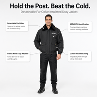 Blouson d'hiver isolé de sécurité avec col en fourrure amovible, uniforme de service pour la garde, la patrouille, le contrôle aux passages et la sécurité au poste de contrôle