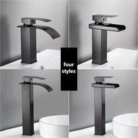 Robinet de lavabo cascade en laiton de style européen, plusieurs couleurs, avec buses plates, droites et à large bord