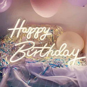 Gratis Verzending Diy Verlichting Happy Birthday Neon Teken Led Neon Teken Verjaardagsfeestje Verlichting Home Room Muur Decoratie