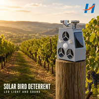 Répulsif Solaire Triple Haut-Parleur en ABS pour Oiseaux, 3 Klaxons, Détecteur de Mouvement, Lumière LED, Étanche, Écologique, Ultrasonique, pour Ferme et Verger
