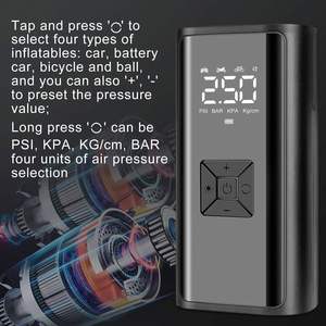 Pompe à air électrique portable, mini compresseur d'air numérique intelligent sans fil, détection de pression des pneus pour voiture et vélo - Product Image 3