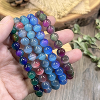 Bracelet de guérison Reiki en pierres précieuses multicolores, fait à la main, 8 mm, bracelet en pierre de cristal œil de chat coloré, bijoux tendance, cadeau pour femmes