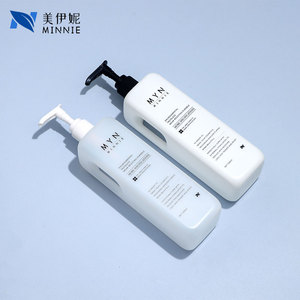 Botella con bomba de HDPE blanca de 1000 ml de Mynnie para loción, jabón, champú, dispensador para el cuidado del cuerpo, diseño cuadrado - Product Image 3