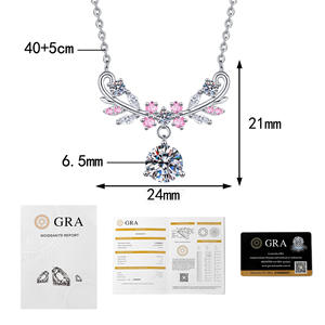 Nuevo Collar con Colgante <span class=keywords><strong>de</strong></span> Flor <span class=keywords><strong>de</strong></span> Moissanita <span class=keywords><strong>de</strong></span> 1 Quilate, Chapado en Rodio, <span class=keywords><strong>Plata</strong></span> <span class=keywords><strong>de</strong></span> Ley <span class=keywords><strong>925</strong></span>, Corte Brillante, Joyería para Mujer, Regalo - Product Image 5