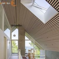 Panel de Techo de Rejilla de Madera, Decoración de Techo Falso Suspendido de Aluminio Metálico Lineal