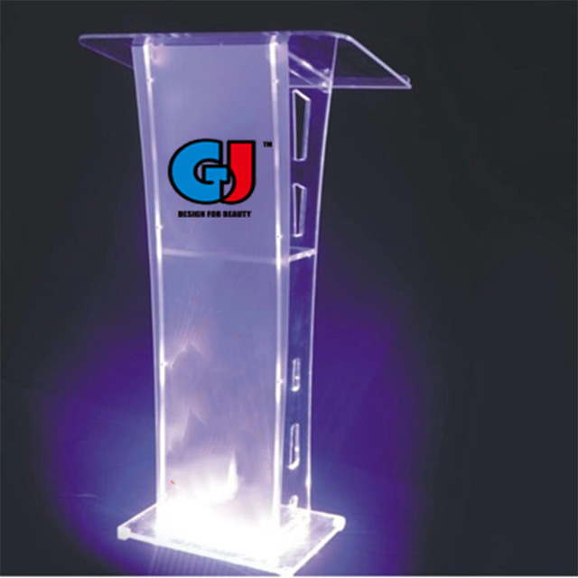 Easy Assembly Detachable Clear Acrylic Wedding Officiate Lectern Church Led Acrylic Podium