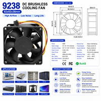 92X92X38mm 9238 DC-Kühlventilator Hochleistungs-Axiallüfter für Stromversorgung, Bedienfelder und Elektronische Geräte