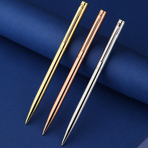 Ultra Thin Rotatable Twist Metal Ballpoint <b>Pen</b> Rose <b>Gold</b> Silver <b>Gold</b> Metallic <b>Pen</b> Custom Laser Logo Corporate Souvenir Gift - Product Image 5