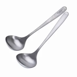 Kitchen ladle titanium Spoon Long Handle Ladle Tableware Porridge Stew Sauce Deep-bowled Ladle Scoop Cooking camping accessoires
