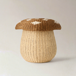 Panier de rangement pliable en bambou de haute qualité, motif champignon, style dessin animé, pour chambre d'enfant – Collection Mignonne - Product Image 1