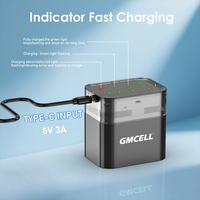 بطاريات ليثيوم أيون قابلة لإعادة الشحن GMCELL 1.5 فولت AA و AAA مع شاحن بـ 4 فتحات، عبوة من 4 أو 8 قطع، معتمدة من CE