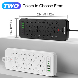 Anh 6-Port thông minh Power Strip với 2m cáp mở rộng 8 cử<span class=keywords><strong>a</strong></span> hàng & <span class=keywords><strong>USB</strong></span> Type-C sạc bảo vệ quá tải cho công nghiệp sử dụng - Product Image 2
