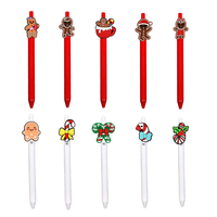Stylos à bille rétractables à encre noire avec motifs de bonhomme en pain d'épices et de canne à sucre pour Noël, cadeaux de fêtes et fournitures scolaires