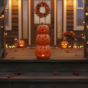 Lámpara LED de Calabaza Apilable Personalizada, Decoración de Halloween, Linterna Moldeada por Soplado para Decoración de Fiestas en Interiores y Exteriores - Product Image 3
