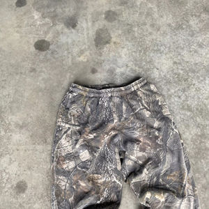 Celana kustom pinggang elastis antik Stonewash berkobar keringat celana Jalur pinggang lebar dtg cetak kotak cocok longgar kamuflase nyata celana olahraga - Product Image 6