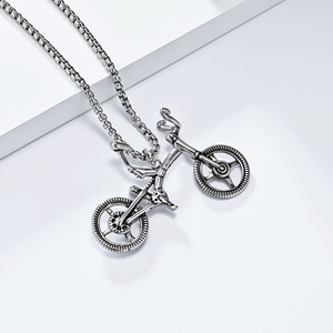 Instagram-worthy yunnique trendy jewelry, mountain bike <b>titanium</b> steel necklace, sports fitness cycling hobby souve - Product Image 4